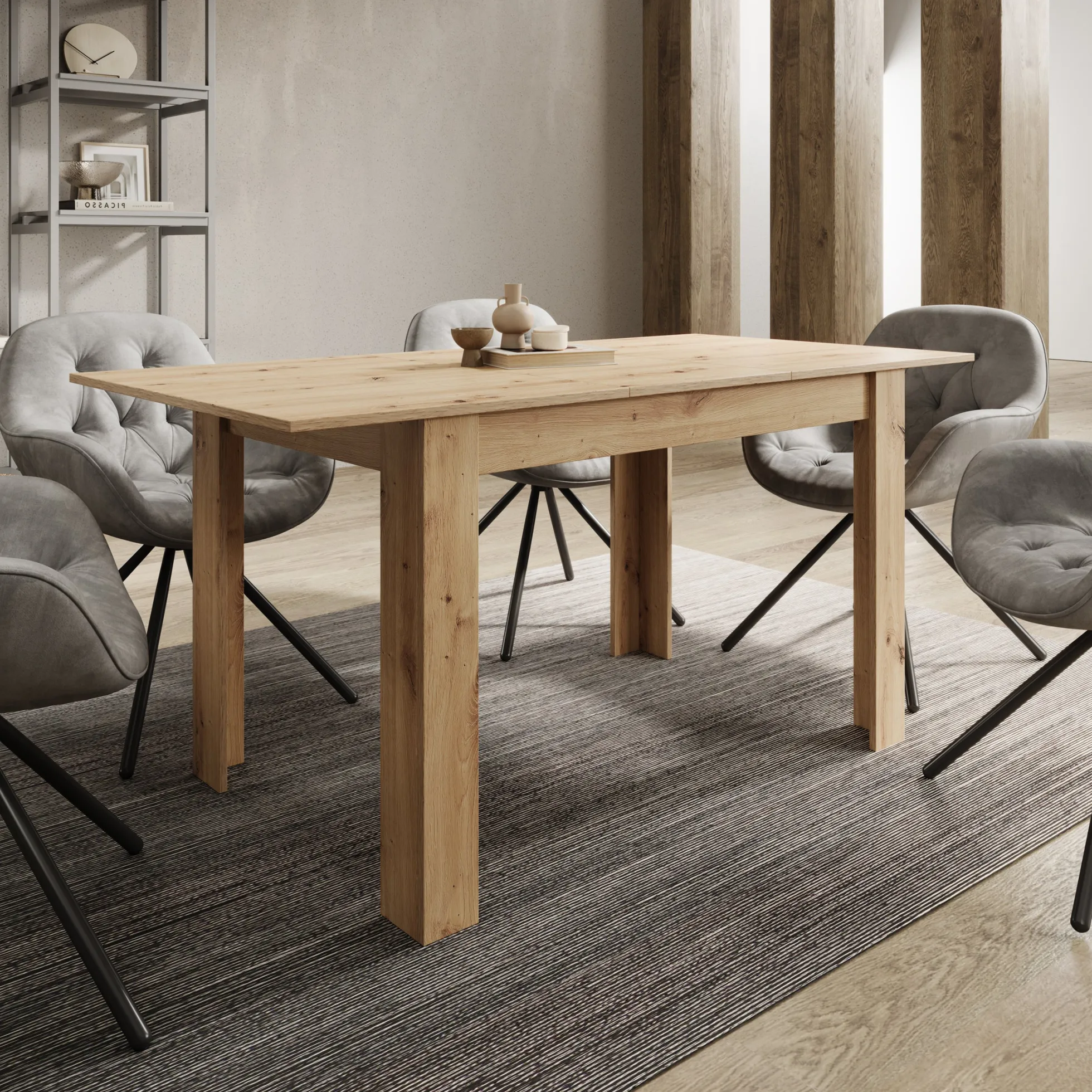 Haverford - Eetkamertafel - Uitschuifbaar - Eikenpatroon - 120x80x76cm