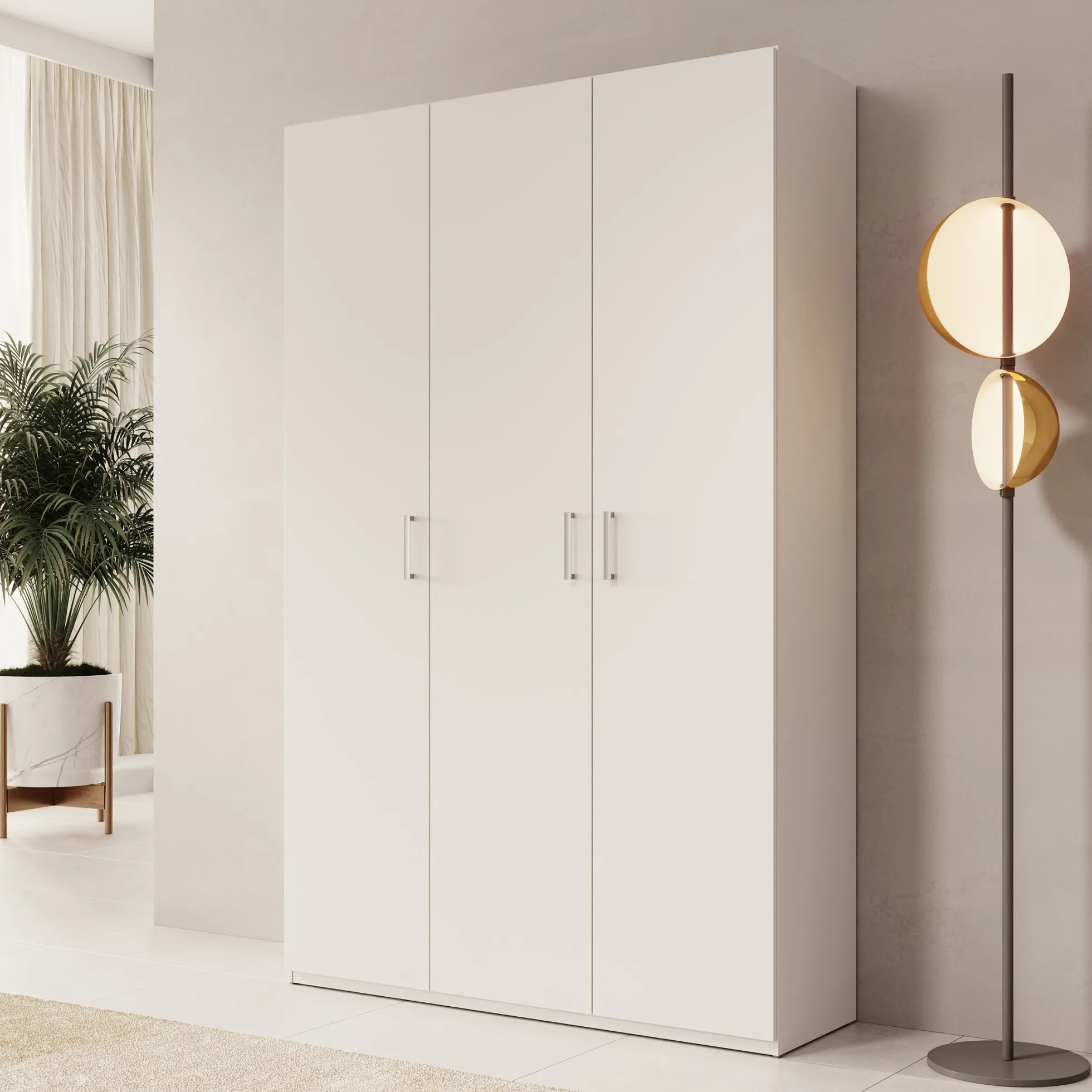 Havron - Kledingkast 3 deurs - Wit - 133x42x211 cm
