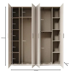 Havron - Kledingkast 4 deurs - Wit - 178x42x211 cm