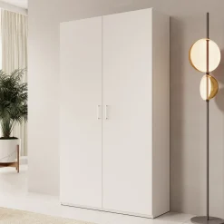 Havron - Kledingkast 2 deurs - Wit - 120x42x211 cm