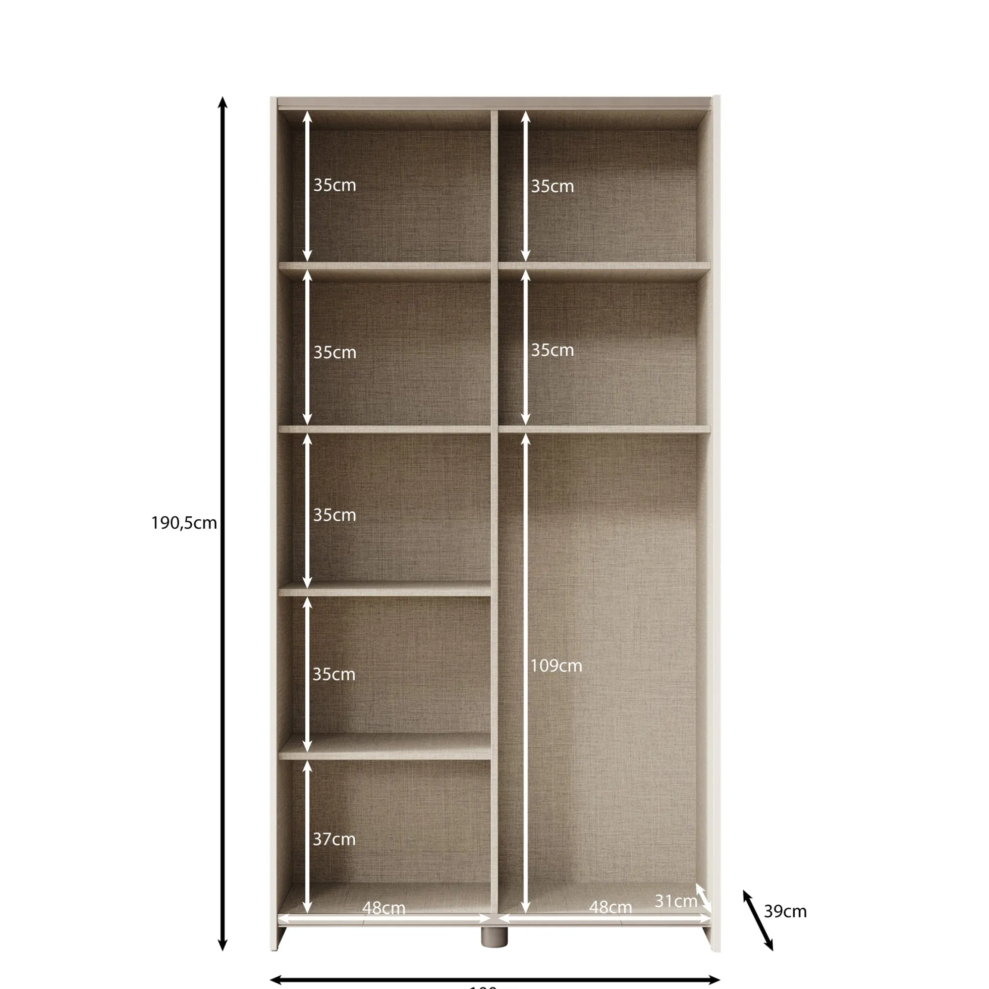 Helvar - Kledingkast met schuifdeuren - Wit - 100x39x191 cm