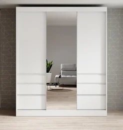Henry - Kledingkast met schuifdeuren - Wit - 180x65x216 cm