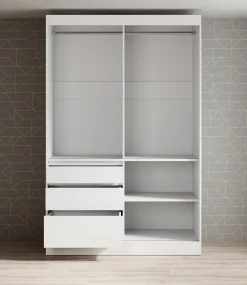 Henry - Kledingkast met schuifdeuren - Wit - 140x65x216 cm