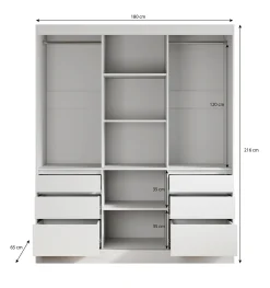 Henry - Kledingkast met schuifdeuren - Eiken/zwart - 180x65x216 cm