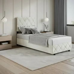 Hernandez - Eenpersoonsbed met opbergruimte - Beige - 90x200 cm