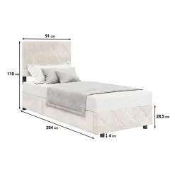 Hernandez - Eenpersoonsbed met opbergruimte - Beige - 90x200 cm