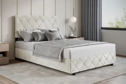 Hernandez - Tweepersoonsbed met opbergruimte - Beige - 140x200 cm
