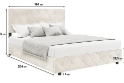 Hernandez - Tweepersoonsbed met opbergruimte - Beige - 160x200 cm