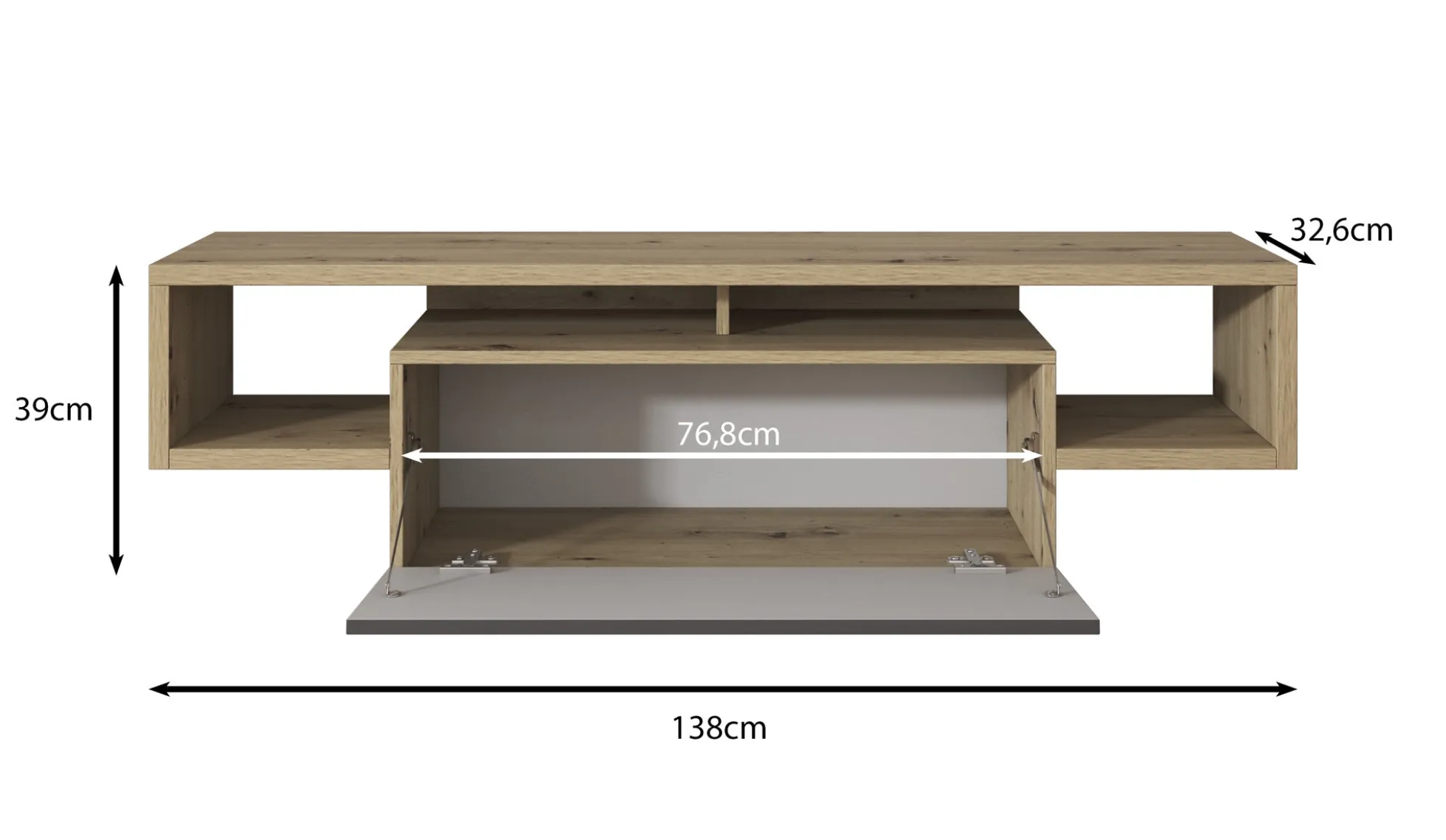 Hertha - TV-Meubel - Antraciet - 138 cm