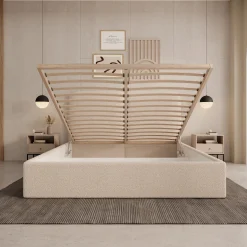 Hibrido - Tweepersoonsbed - Beige teddystof - 160x200 cm