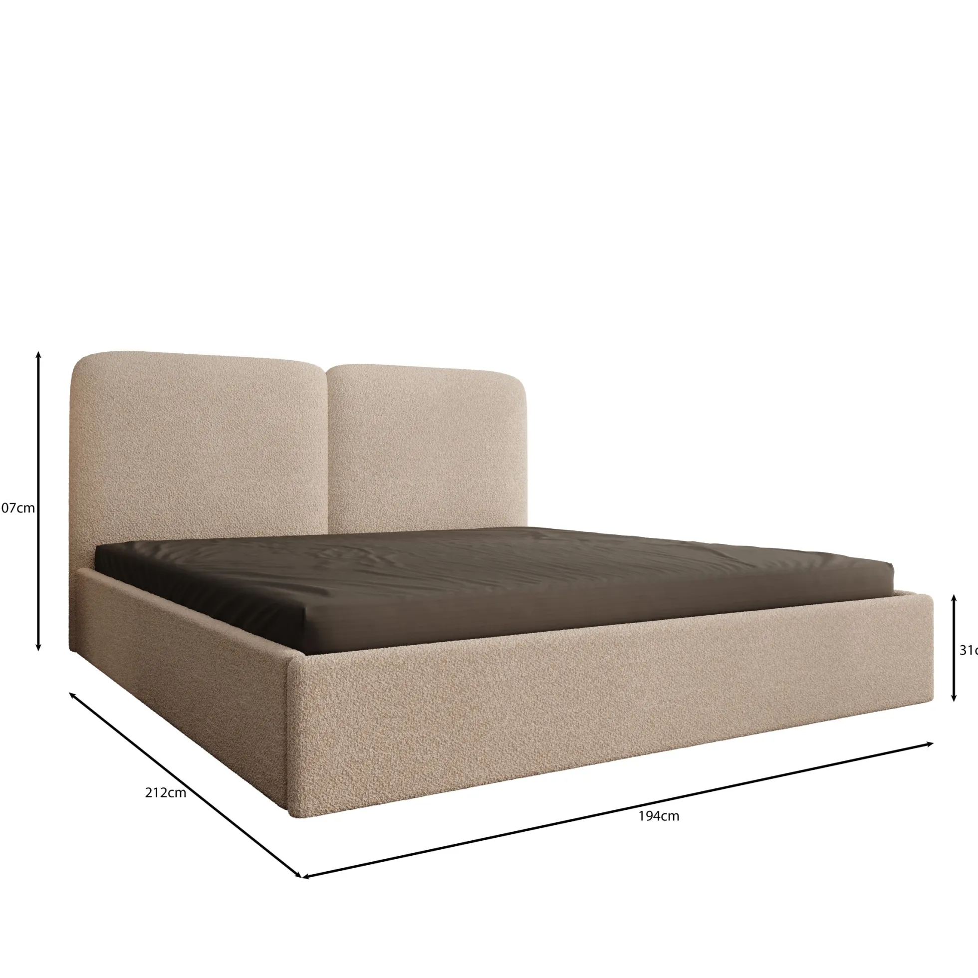 Hibrido - Tweepersoonsbed - Beige teddystof - 180x200 cm