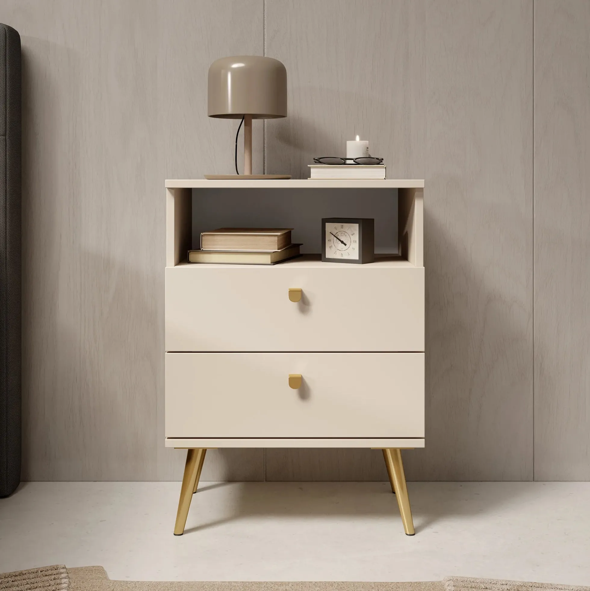 Hidde - Nachtkastje - Beige - 50x36x69 cm
