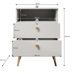 Hidde - Nachtkastje - Zwart - 50x36x69 cm