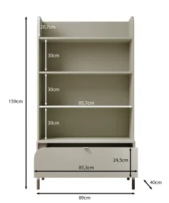 Hill - Boekenkast - Beige - 89x40x159 cm