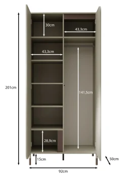 Hill - Kledingkast 2-deurs - Beige - 92x50x201 cm