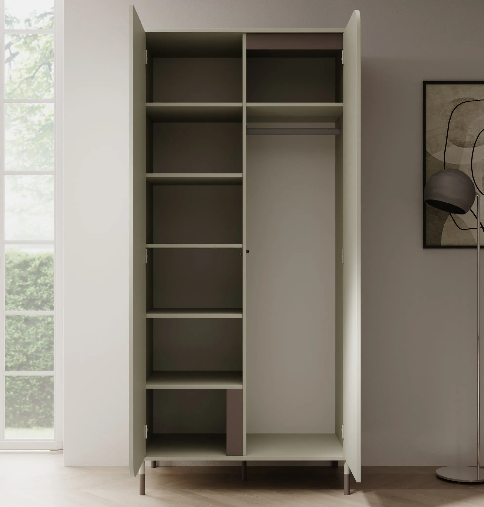 Hill - Kledingkast 2-deurs - Beige - 92x50x201 cm