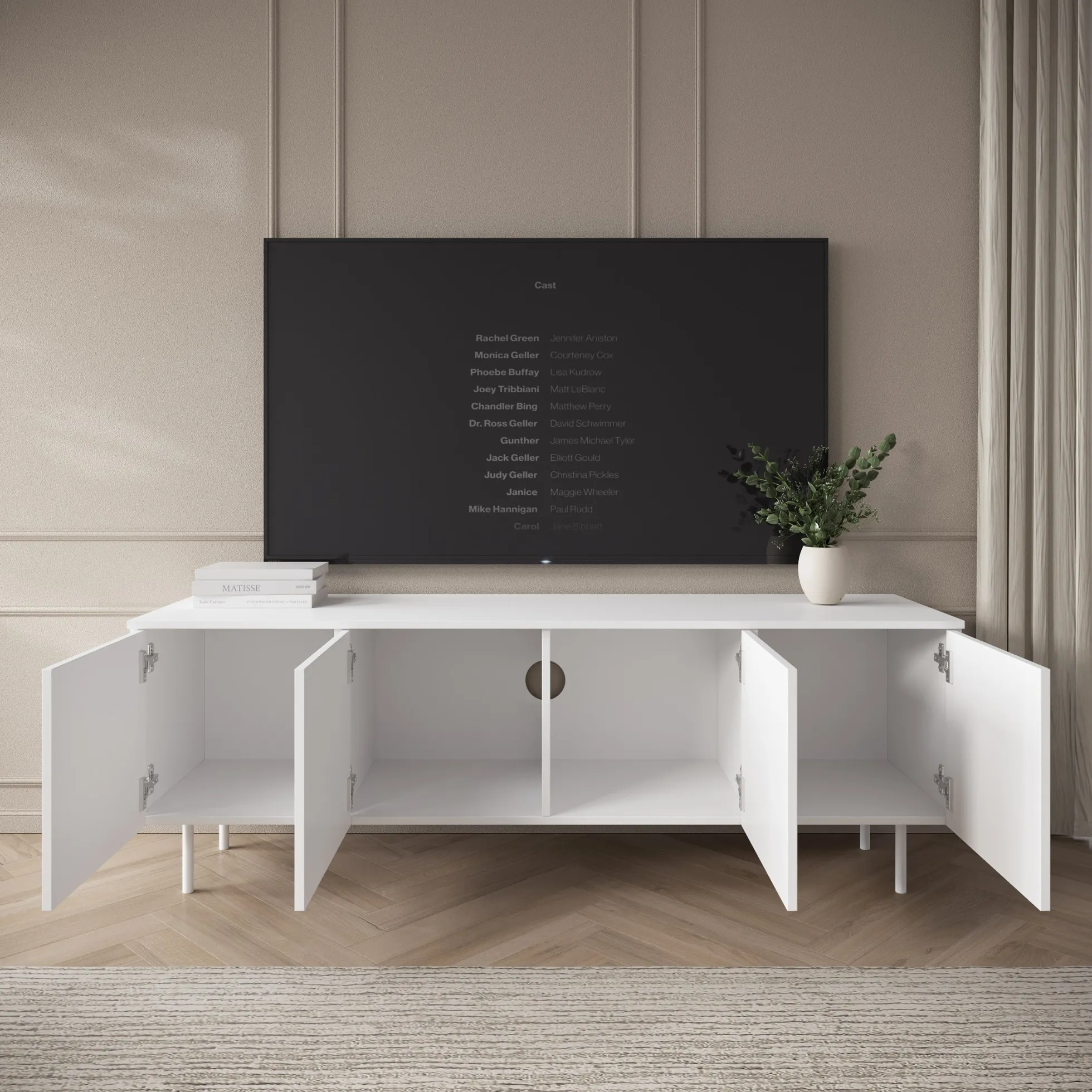 Hilo - TV-Meubel - Wit - 161x40x56 cm