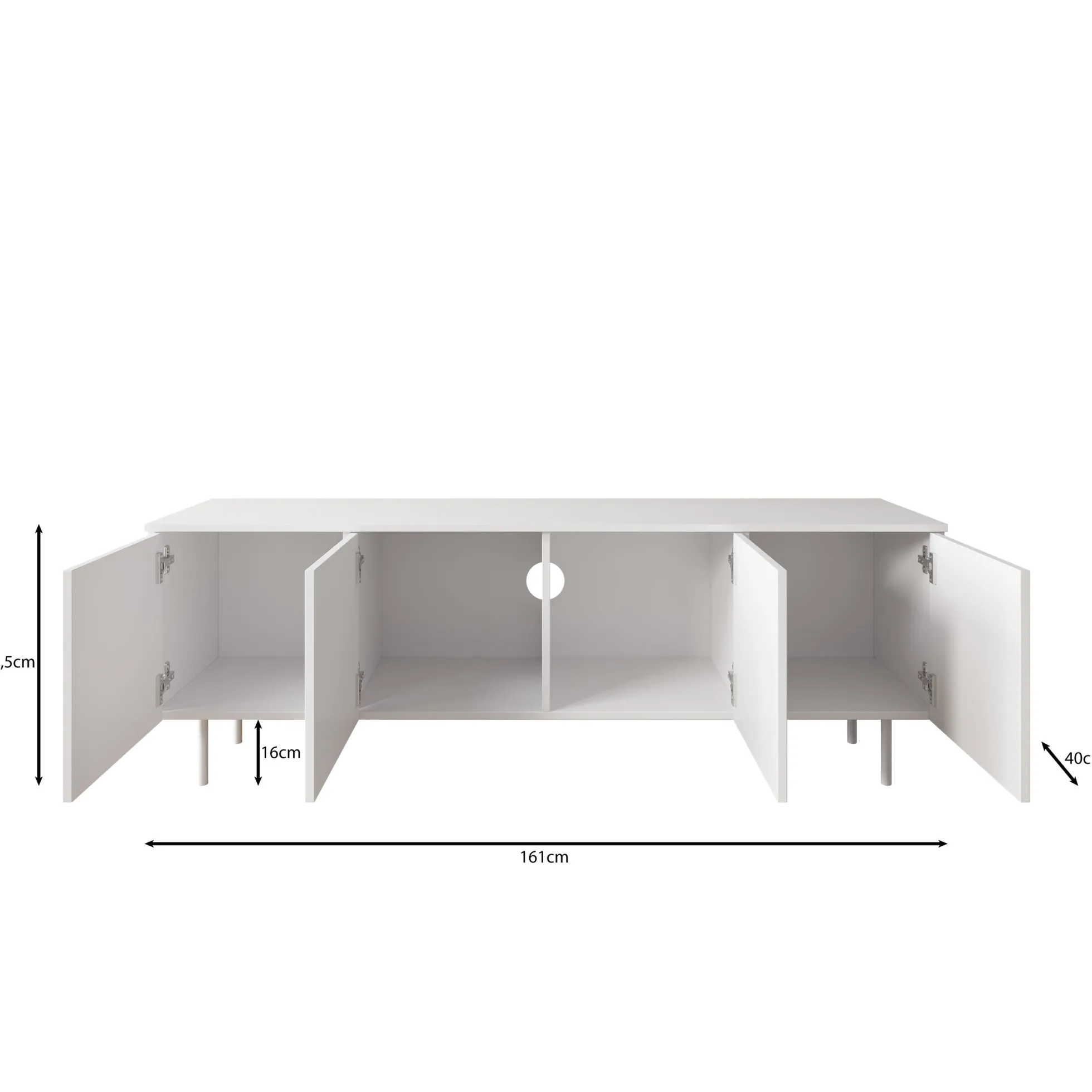 Hilo - TV-Meubel - Wit - 161x40x56 cm