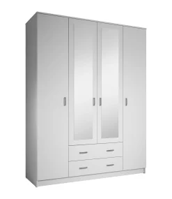 Hinto - Kledingkast 4-deurs - Wit - 160x52x205 cm