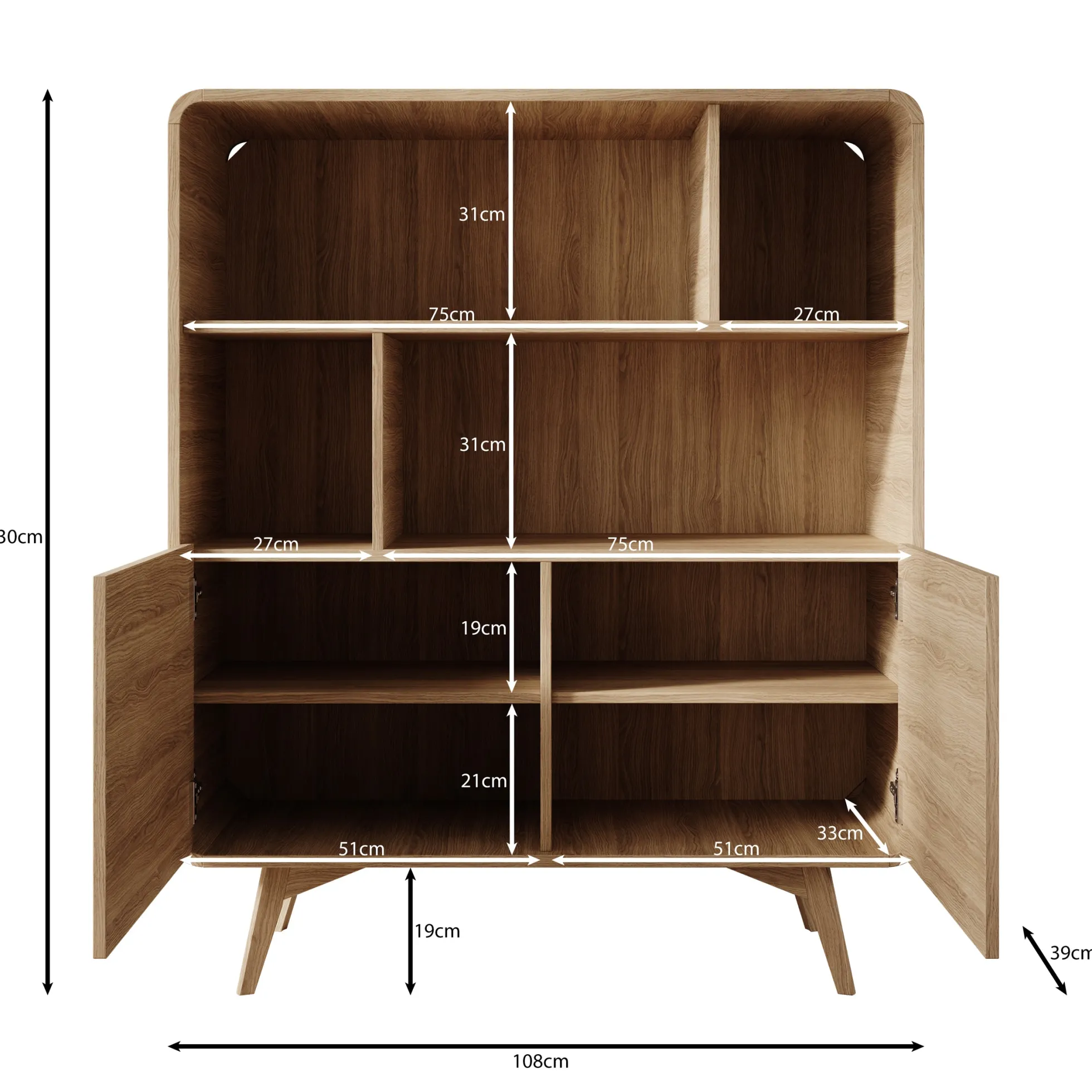 Hoshii - Boekenkast - Eikenpatroon - 108x39x130 cm