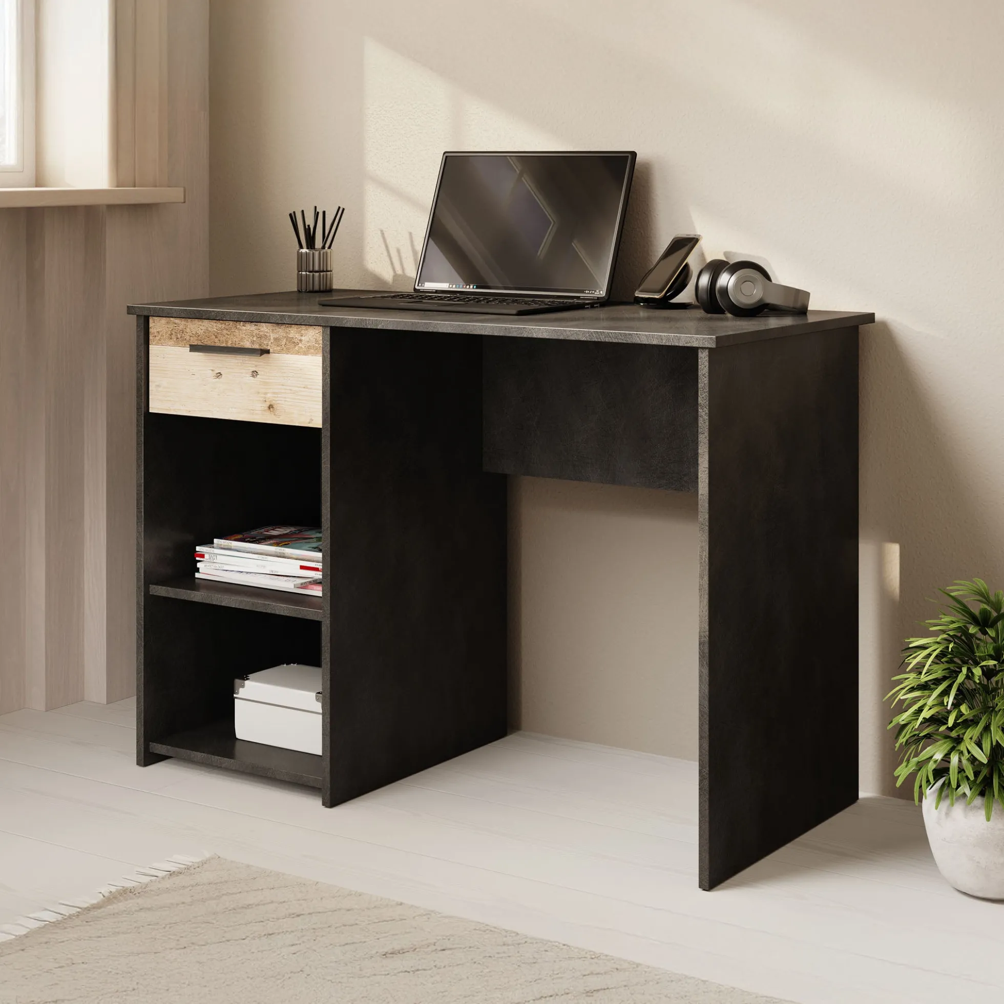 Hyatt - Bureau - Eiken/wit - 156x55 cm