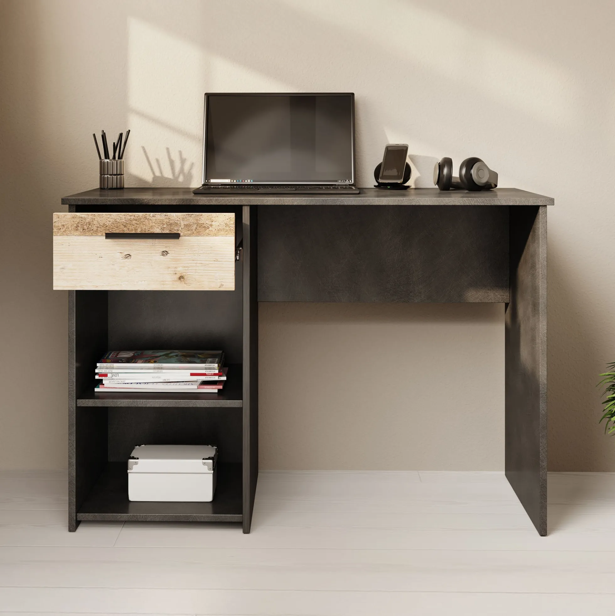 Hyatt - Bureau - Eiken/wit - 156x55 cm