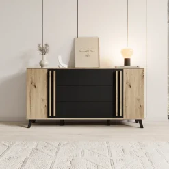 Hydra - Dressoir - Eiken/Zwart - 150x40x78 cm
