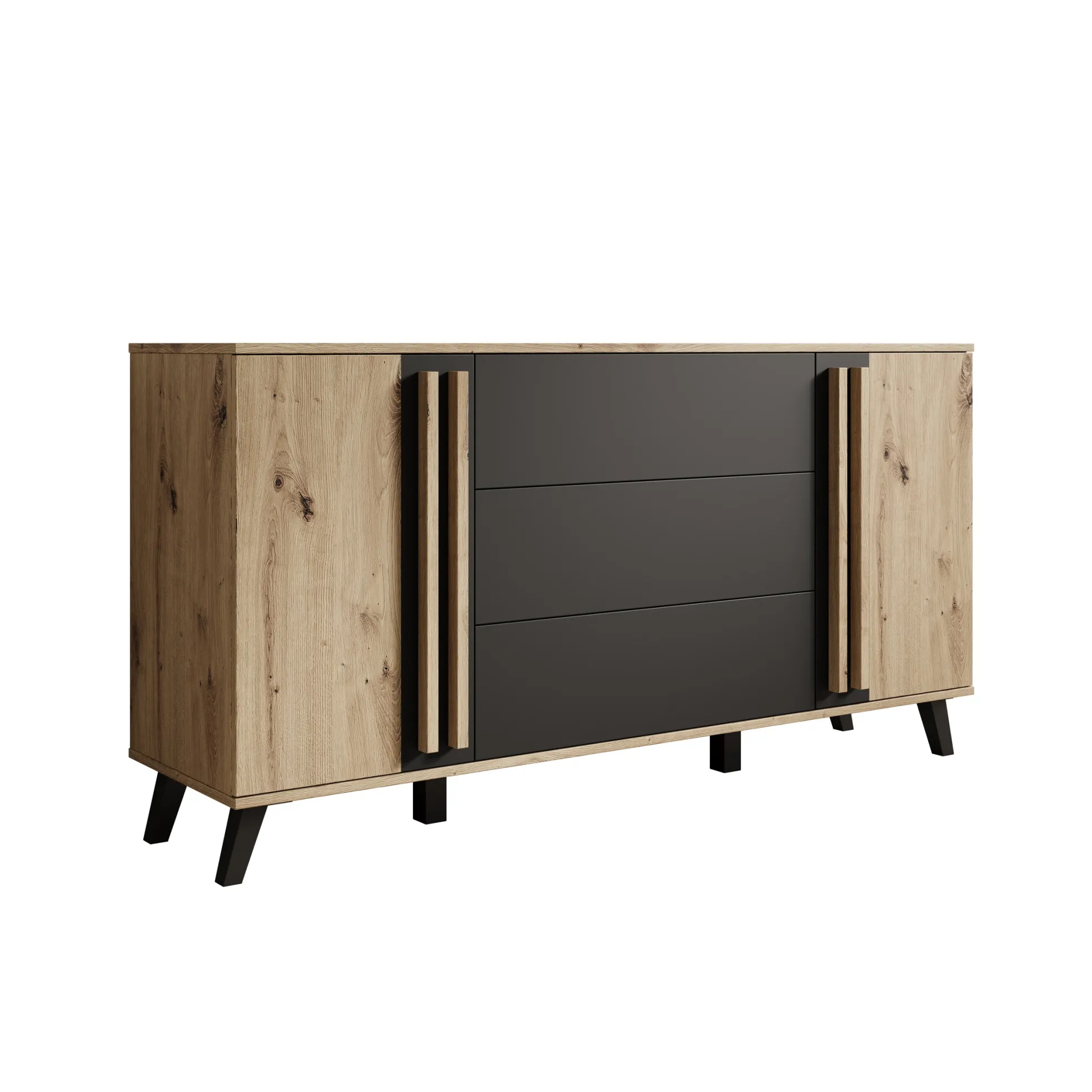 Hydra - Dressoir - Eiken/Zwart - 150x40x78 cm