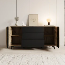 Hydra - Dressoir - Eiken/Zwart - 150x40x78 cm