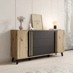 Hydra - Dressoir - Eiken/Zwart - 150x40x78 cm