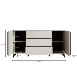 Hydra - Dressoir - Eiken/Zwart - 150x40x78 cm