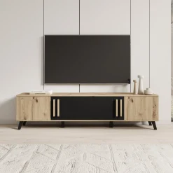 Hydra - TV-Meubel - Eiken/Zwart - 180x33x40 cm