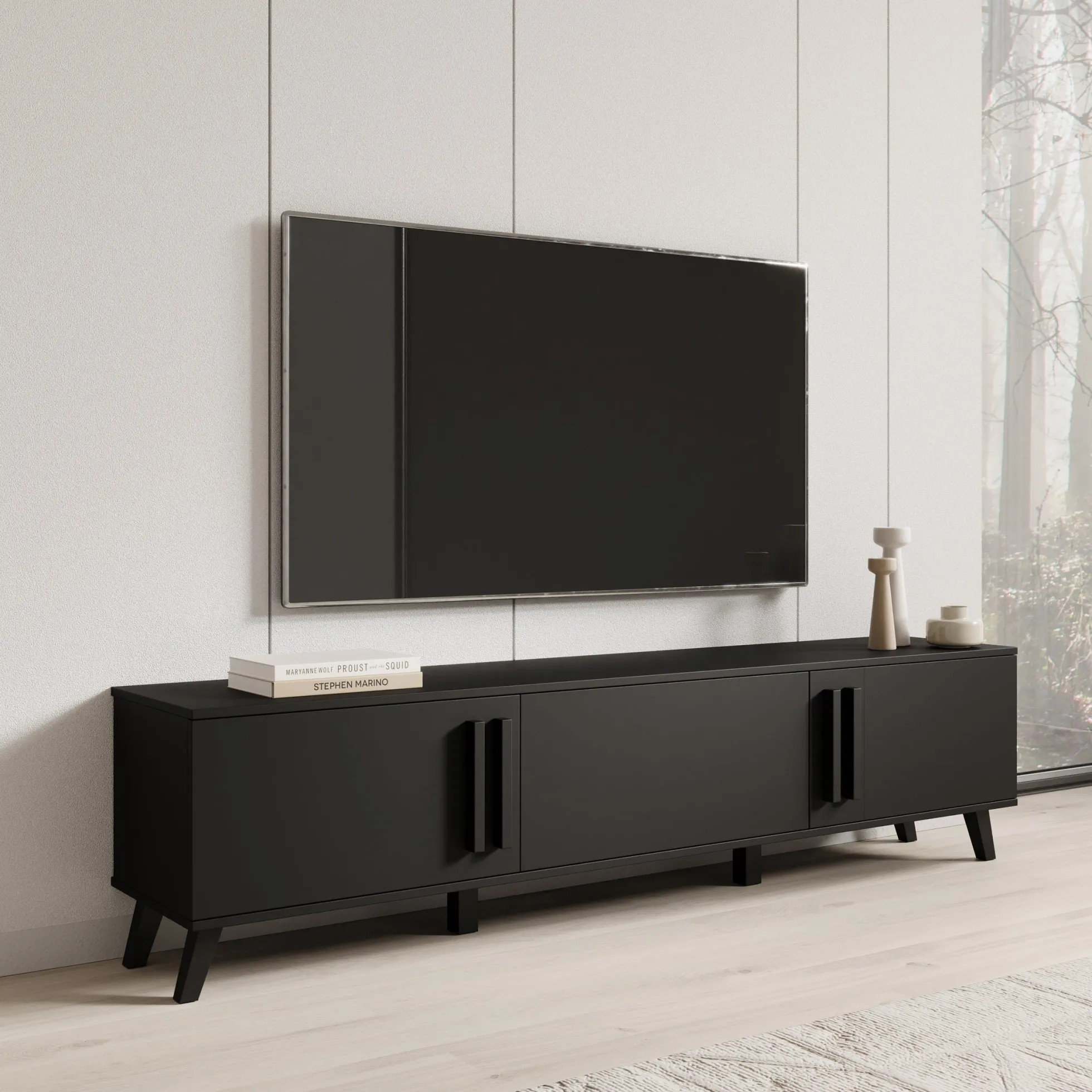 Hydra - TV-Meubel - Zwart - 180x33x40 cm