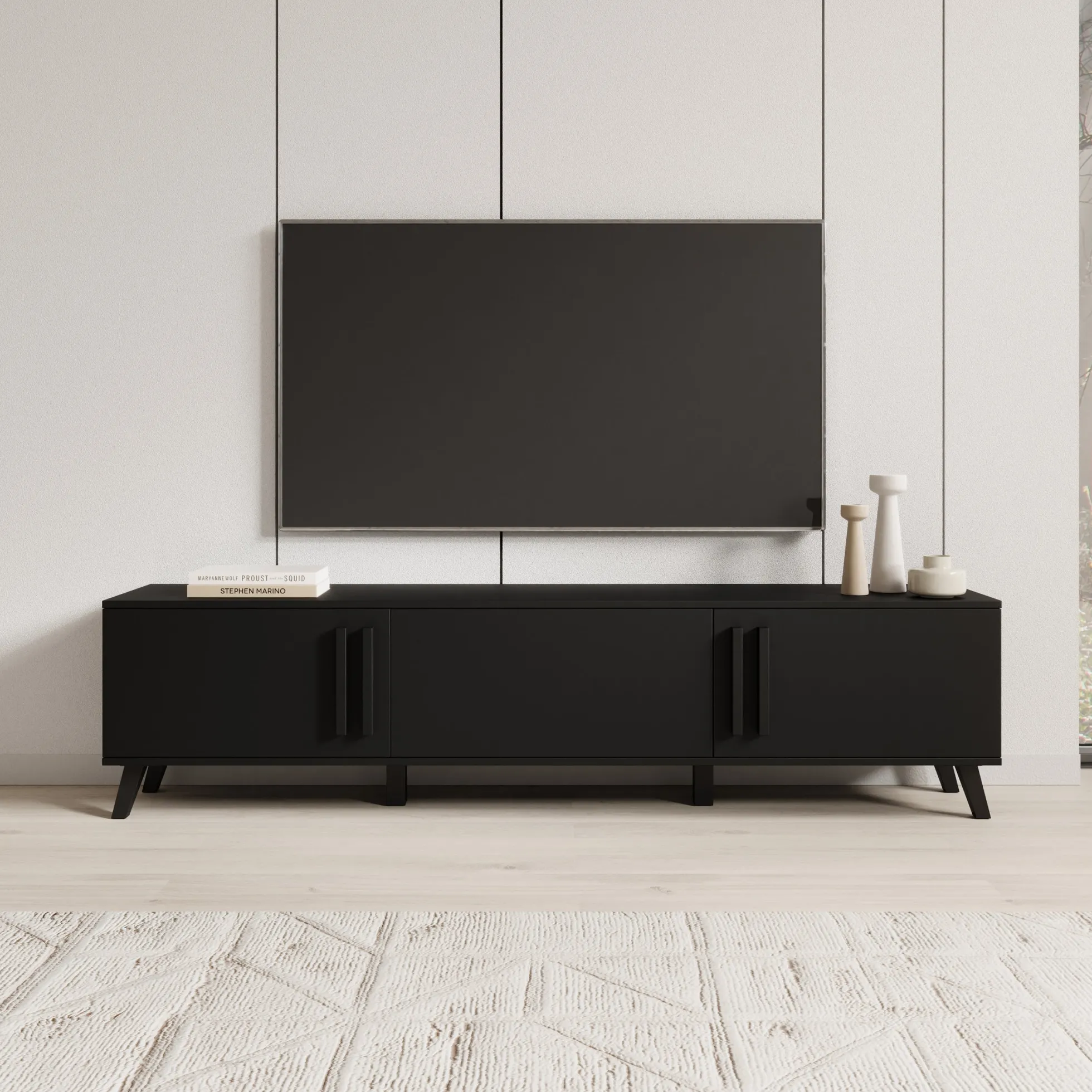 Hydra - TV-Meubel - Zwart - 180x33x40 cm