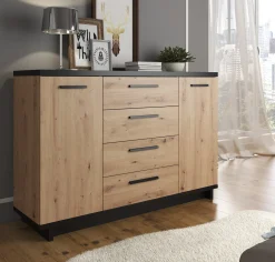 Incala - Dressoir - Eiken/zwart - 135x40x90 cm