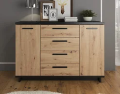 Incala - Dressoir - Eiken/zwart - 135x40x90 cm