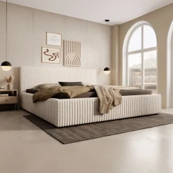 Infinity - Tweepersoonsbed - Fluffy ribstof beige - 180x200 cm