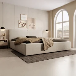 Infinity - Tweepersoonsbed - Ribstof beige - 180x200 cm