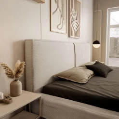 Infinity - Tweepersoonsbed - Ribstof beige - 180x200 cm