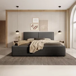 Infinity - Tweepersoonsbed - Ribstof zwart - 160x200 cm