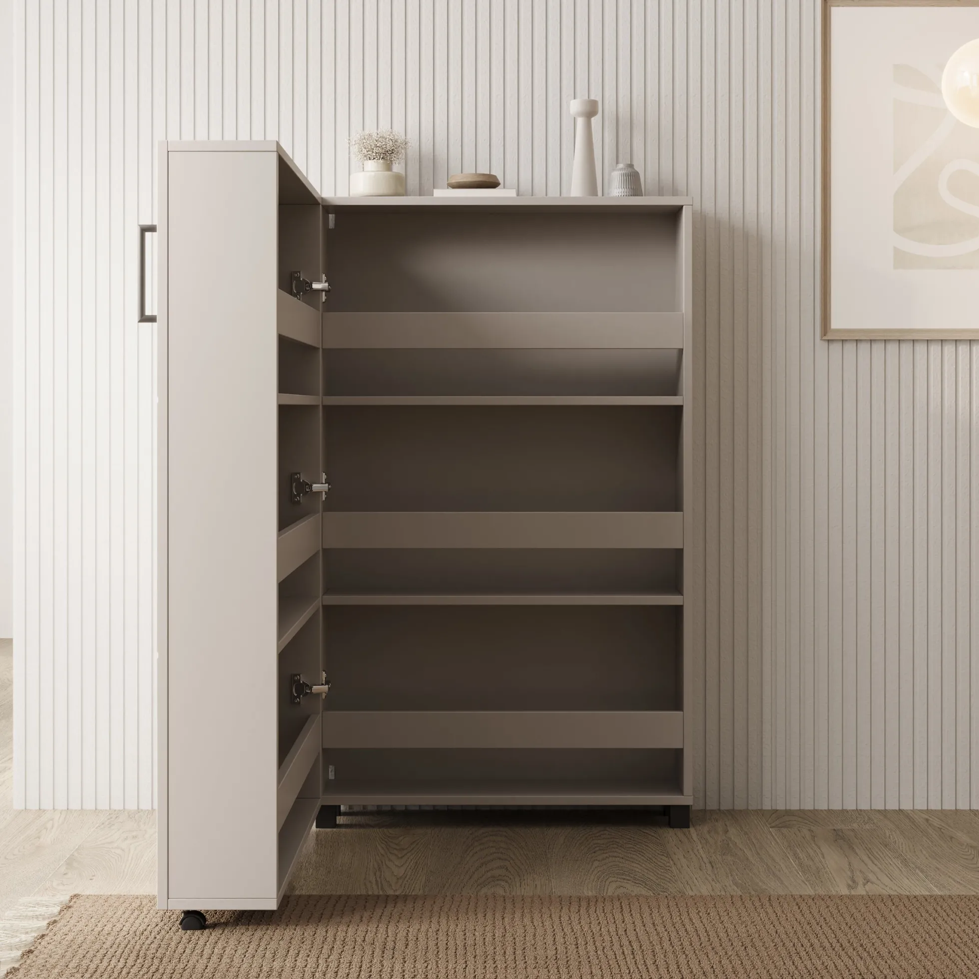 Inverly - Schoenenkast - Beige - 68x33x113 cm