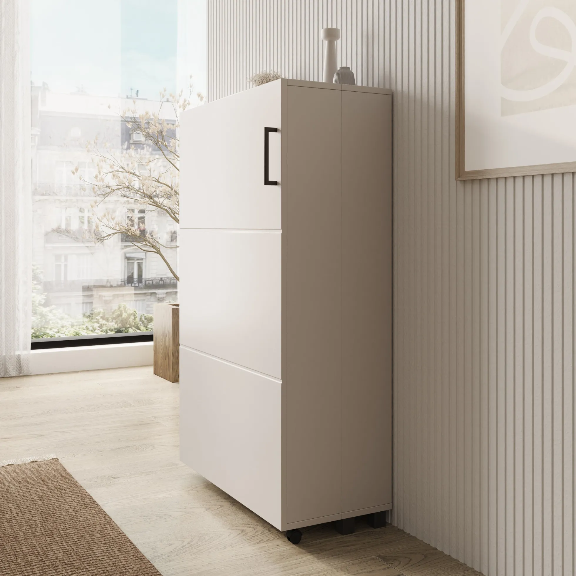 Inverly - Schoenenkast - Beige - 68x33x113 cm