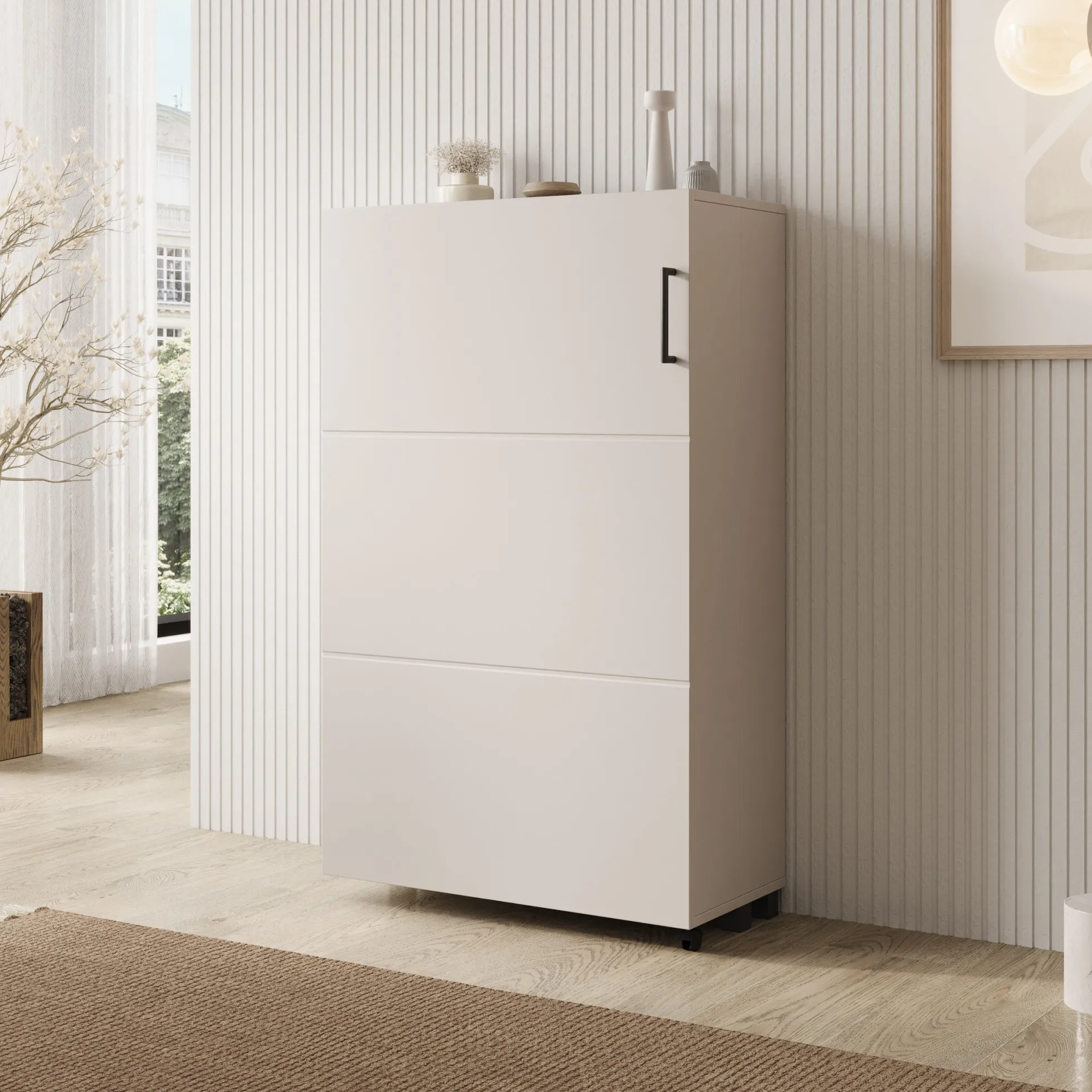 Inverly - Schoenenkast - Beige - 68x33x113 cm