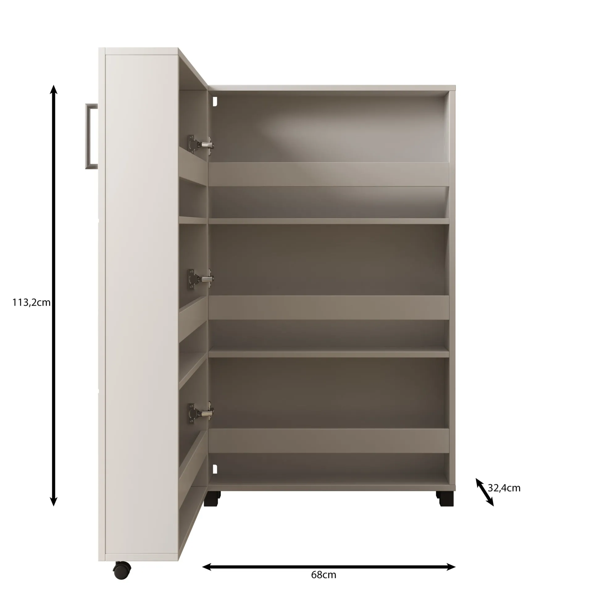Inverly - Schoenenkast - Beige - 68x33x113 cm