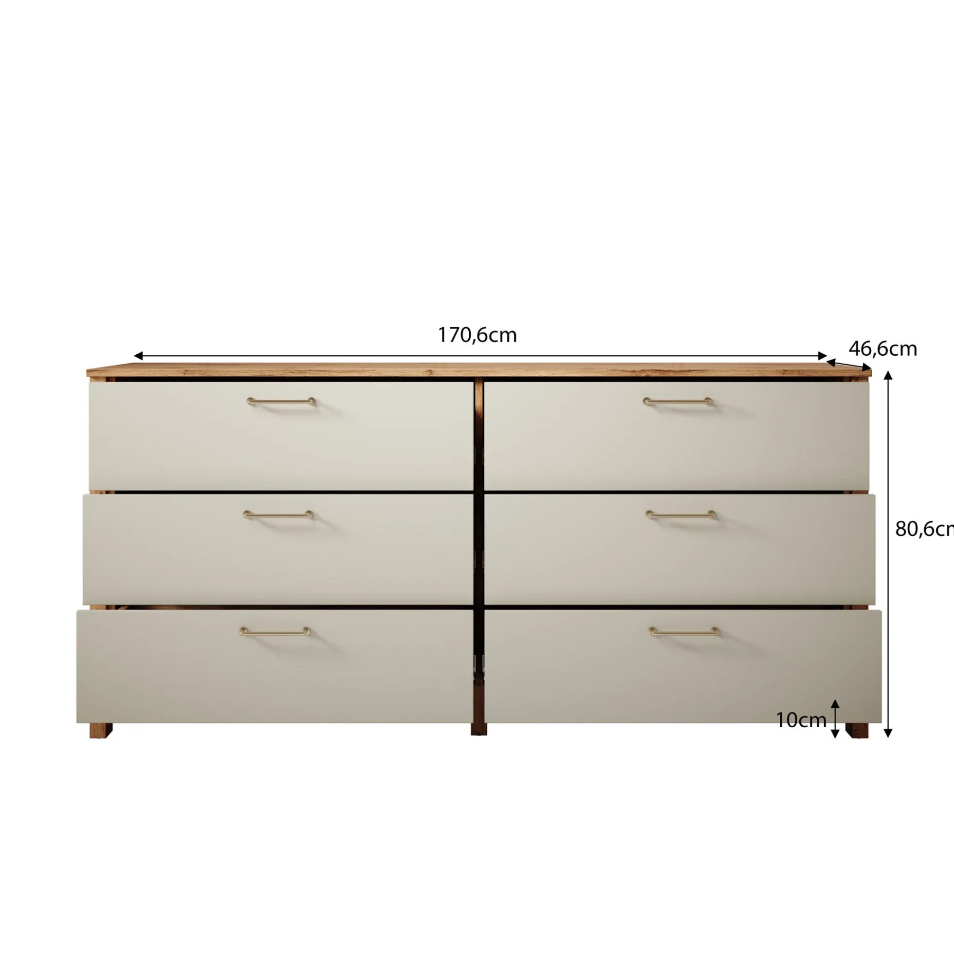 Isaac - Ladekast - Beige - 171x47x81 cm