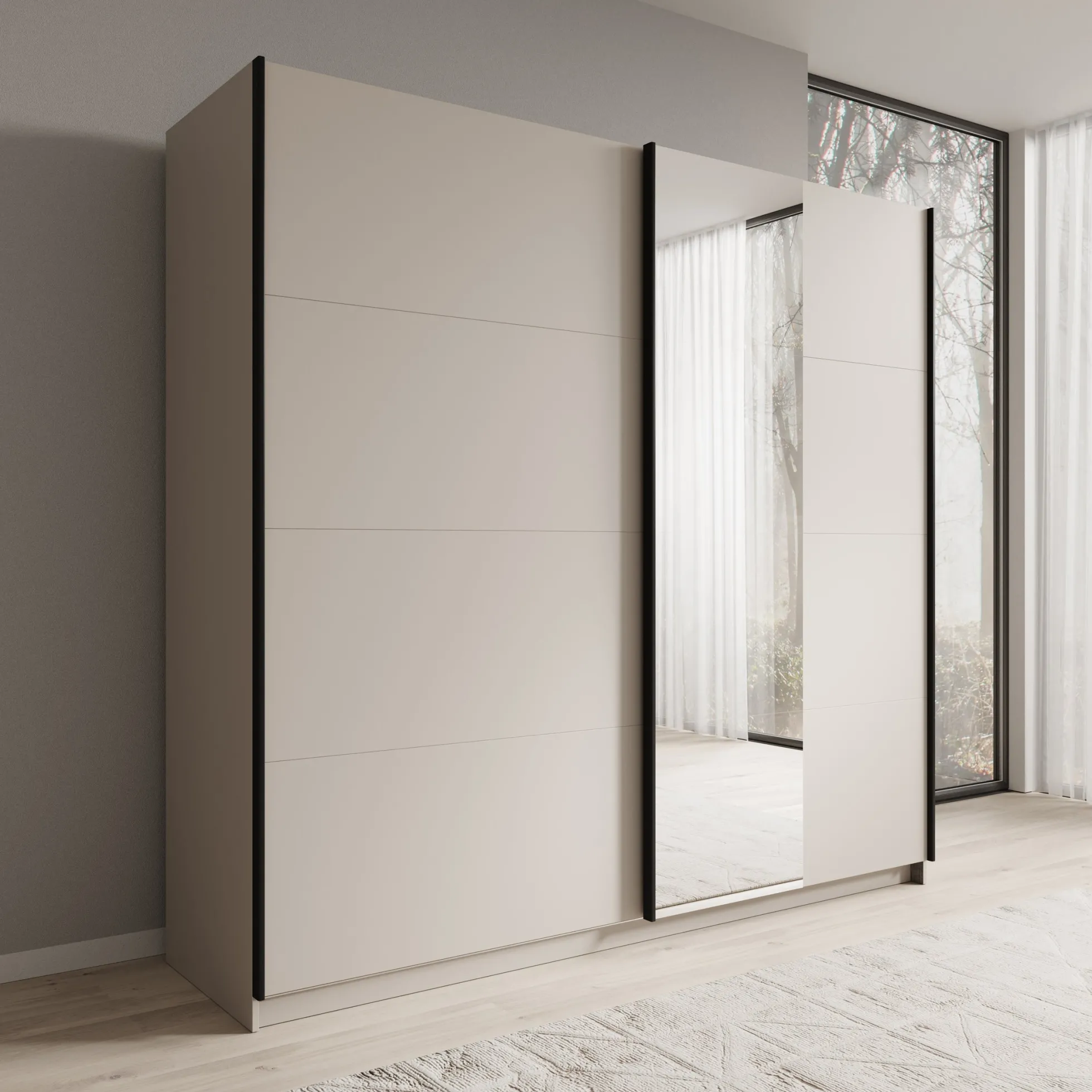 Isandro - Kledingkast - Beige - 220x62x211 cm