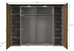 Jacob - Kledingkast met schuifdeuren - Zwart/eiken - 280x67x214 cm