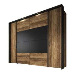 Jacob - Kledingkast met schuifdeuren - Zwart/eiken - 280x67x214 cm