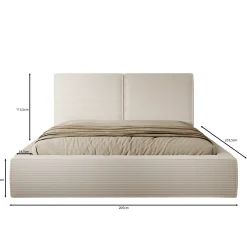 Jarviz - Tweepersoonsbed - Beige ribstof - 180x200 cm
