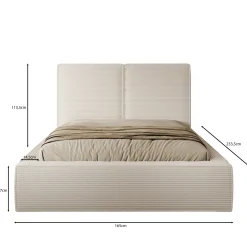 Jarviz - Tweepersoonsbed - Beige ribstof - 140x200 cm